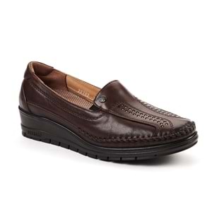 Forelli Moriza Tam Ortopedik İçi Dışı Hakiki Deri Geniş Kalıp Kadın Ayakkabı - Kahverengi - 39,5