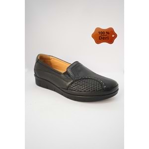 Kristal Dr.241 Anatomik Taban İçi Dışı Hakiki Deri Kemik Çıkıntısı İçin Makosenli Kadın Ayakkabı - Siyah - 40