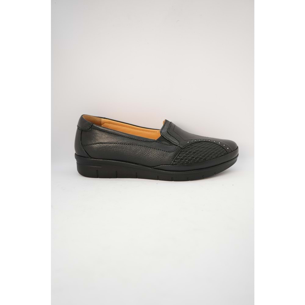 Kristal Dr.241 Anatomik Taban İçi Dışı Hakiki Deri Kemik Çıkıntısı İçin Makosenli Kadın Ayakkabı - Siyah - 40