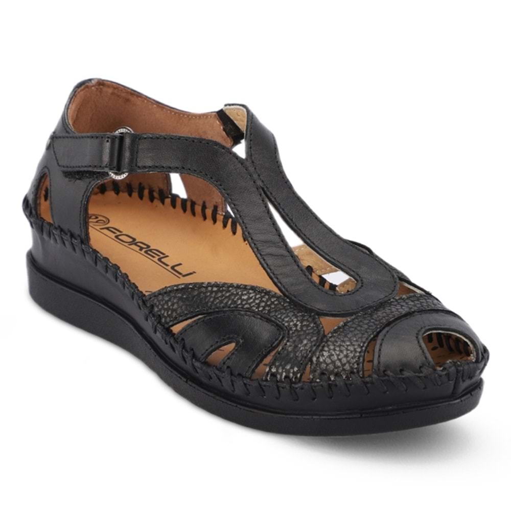 Forellı Sally-G Tam Ortopedik İçi Dışı Hakiki Deri Kadın Sandalet - Siyah - 40