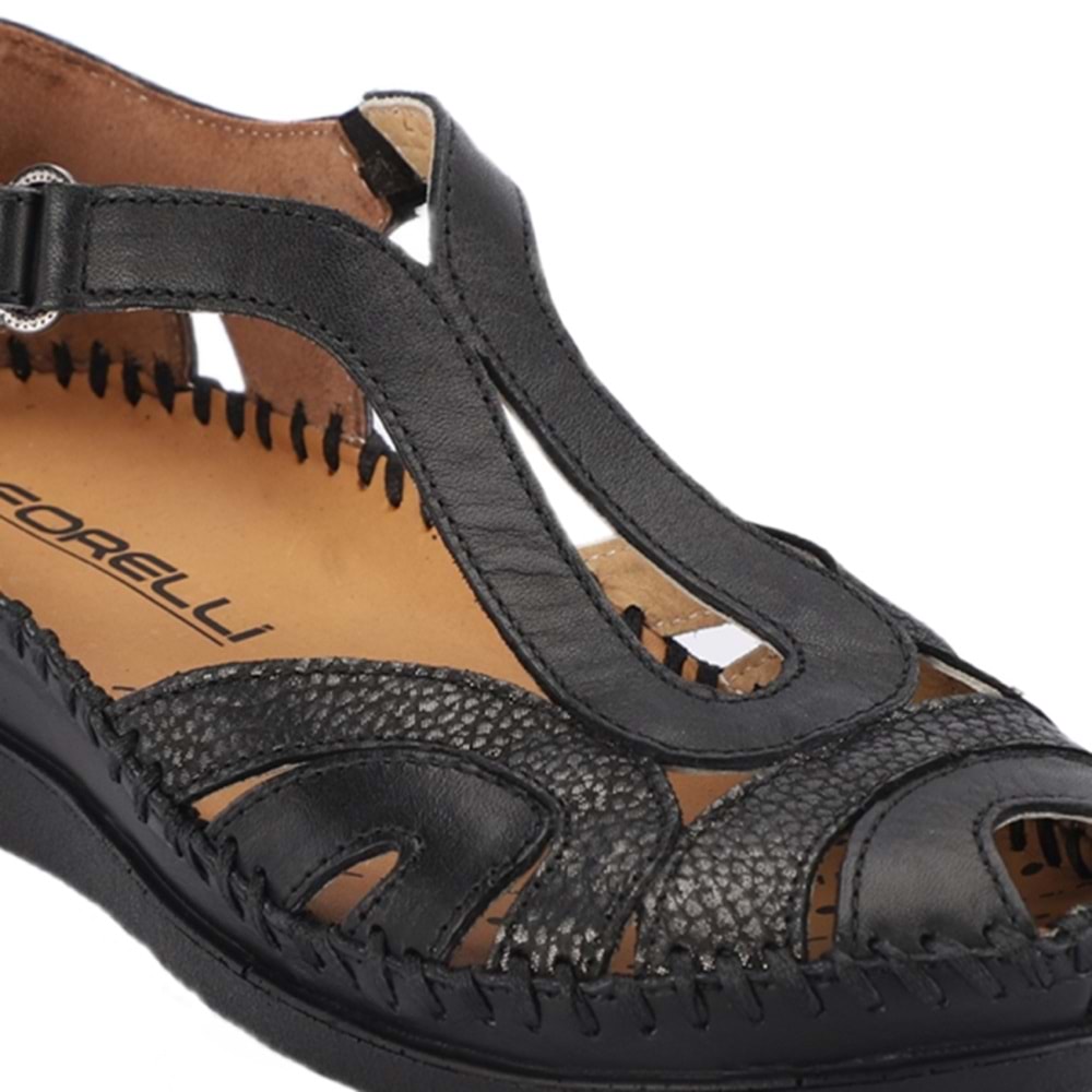 Forellı Sally-G Tam Ortopedik İçi Dışı Hakiki Deri Kadın Sandalet - Siyah - 40