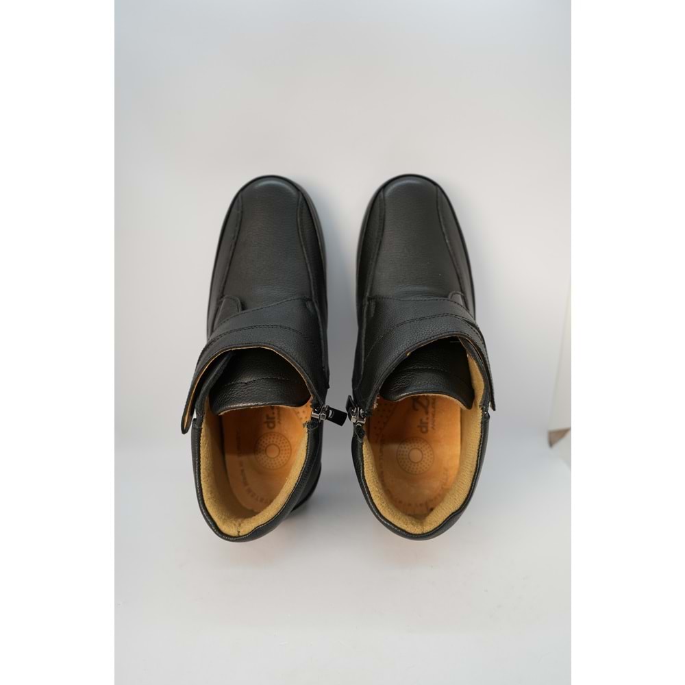 Kristal Dr.221 Tam Ortopedik Hakiki Deri Cırtlı Geniş Kalıp Kadın Bot - Siyah - 40