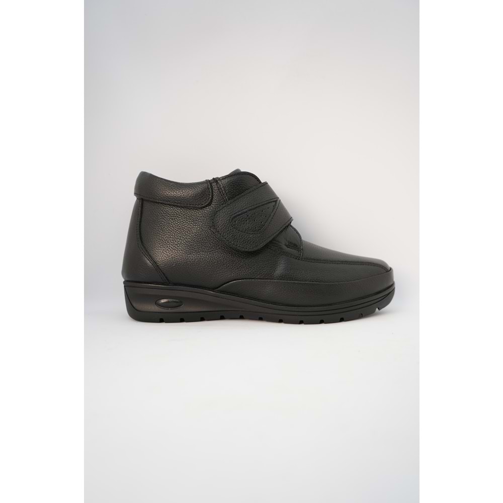 Kristal Dr.221 Tam Ortopedik Hakiki Deri Cırtlı Geniş Kalıp Kadın Bot - Siyah - 40