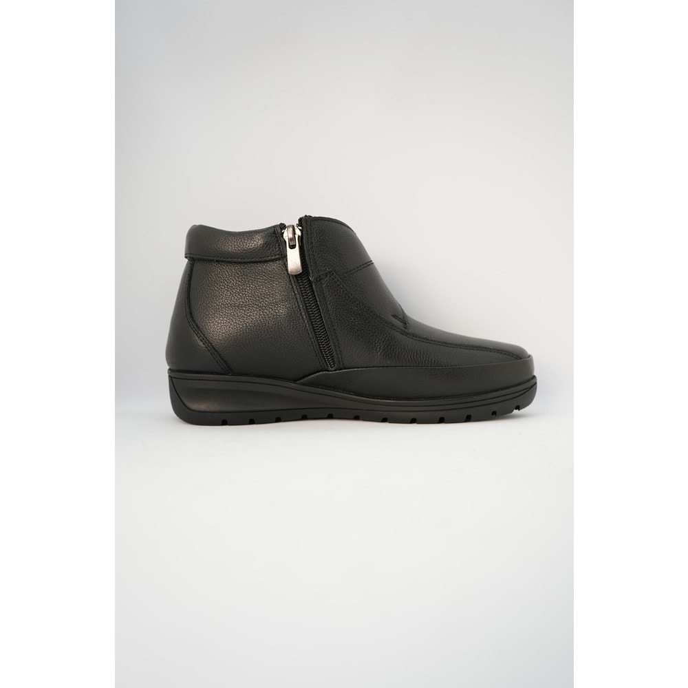 Kristal Dr.221 Tam Ortopedik Hakiki Deri Cırtlı Geniş Kalıp Kadın Bot - Siyah - 40