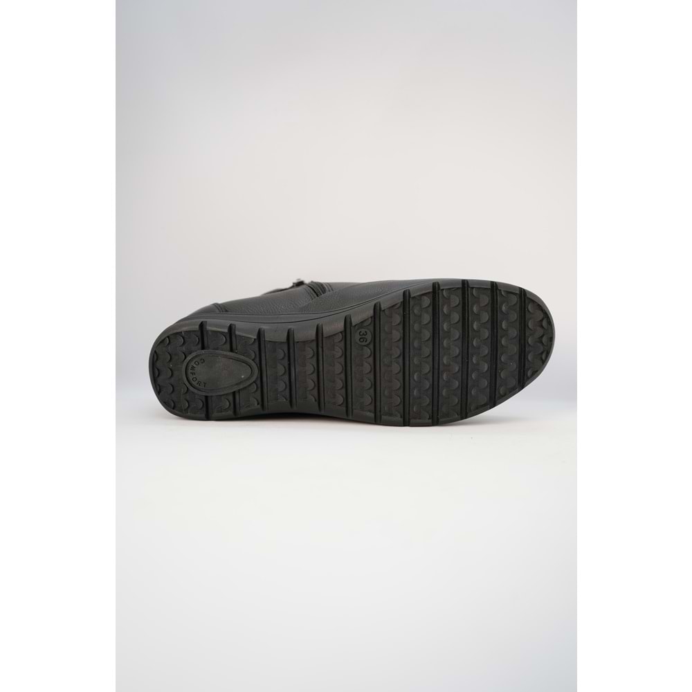 Kristal Dr.221 Tam Ortopedik Hakiki Deri Cırtlı Geniş Kalıp Kadın Bot - Siyah - 40