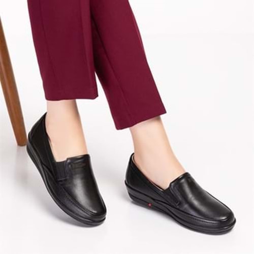 Dia 006 Diyabetik Şeker Hastaları İçin İçi Dışı Hakiki Deri Kadın Ayakkabı - 006 - Siyah - 40