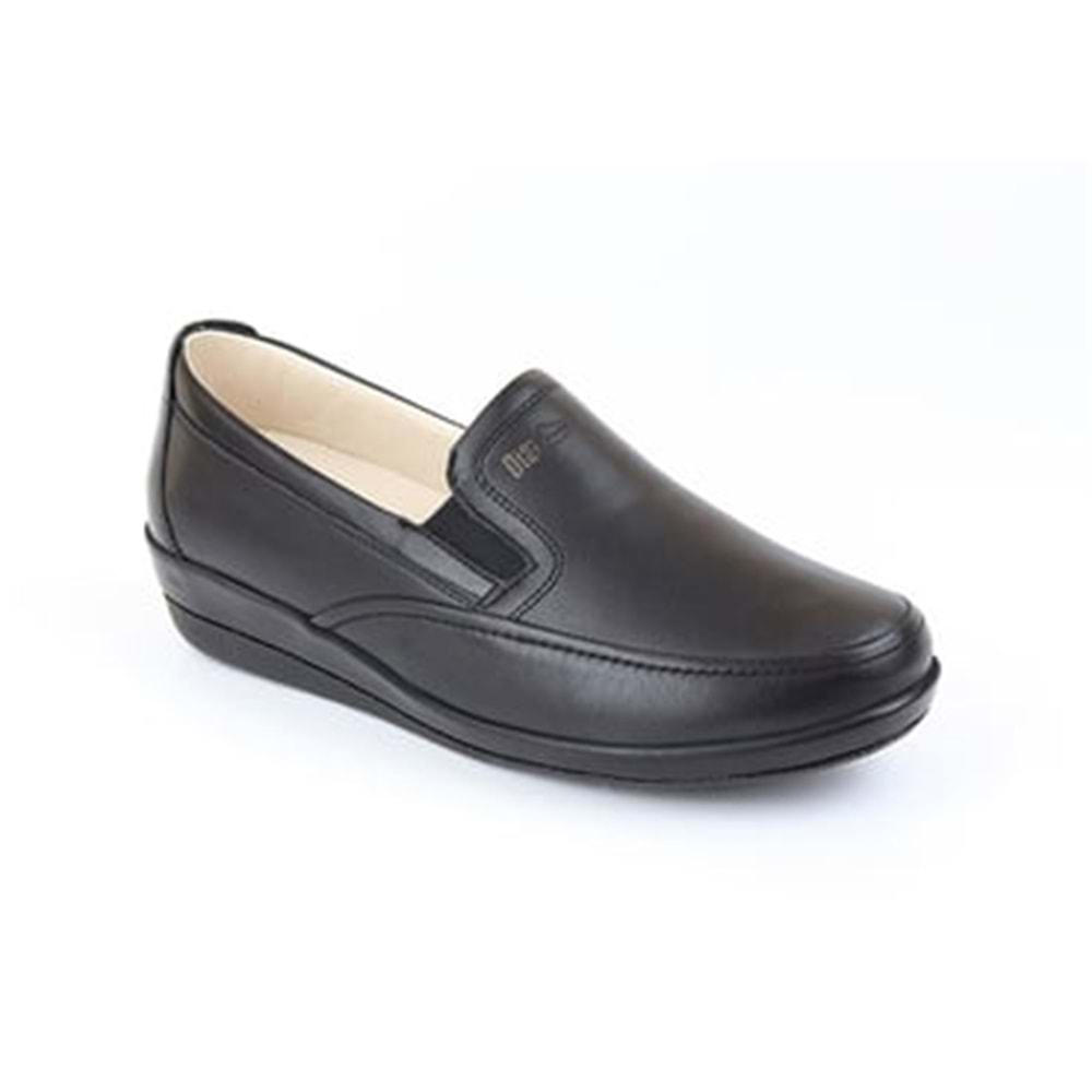 Dia 006 Diyabetik Şeker Hastaları İçin İçi Dışı Hakiki Deri Kadın Ayakkabı - 006 - Siyah - 40