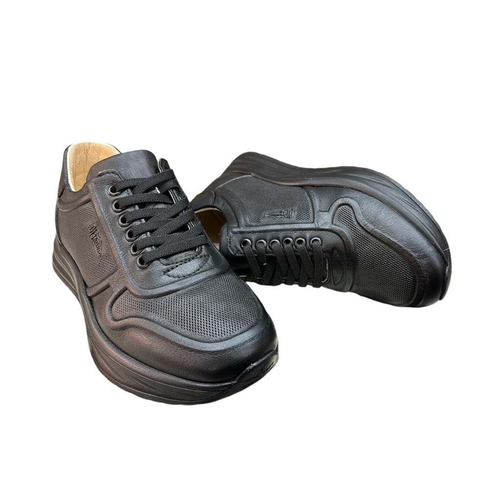 Dia 030 Diyabetik Şeker Hastaları İçin İçi Dışı Hakiki Deri Kadın Ayakkabı - 030 - Siyah - 36