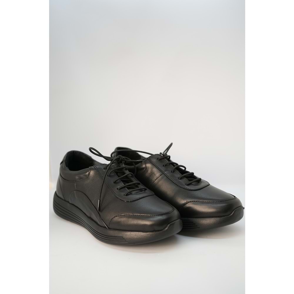 Forex Tam Ortopedik İçi Dışı Hakiki Deri Lastikli Kadın Ayakkabı - Siyah - 39