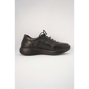 Forex Tam Ortopedik İçi Dışı Hakiki Deri Lastikli Kadın Ayakkabı - Siyah - 39