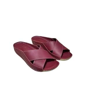 Hakiki Deri kadın Terlik Kr.01 - Kırmızı - 39