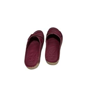 Hakiki Deri kadın Terlik Kr.01 - Kırmızı - 39