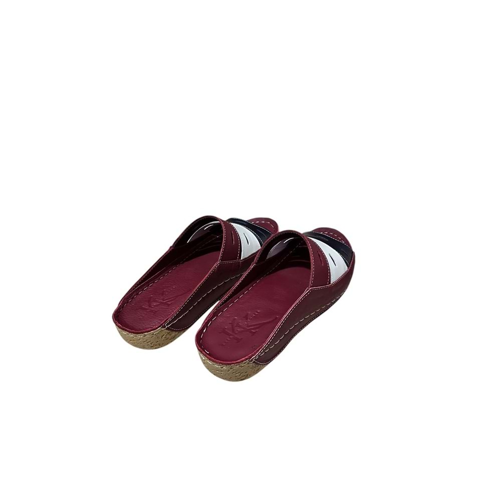 Hakiki Deri Kadın Terlik Kr.02 - Kırmızı - 40