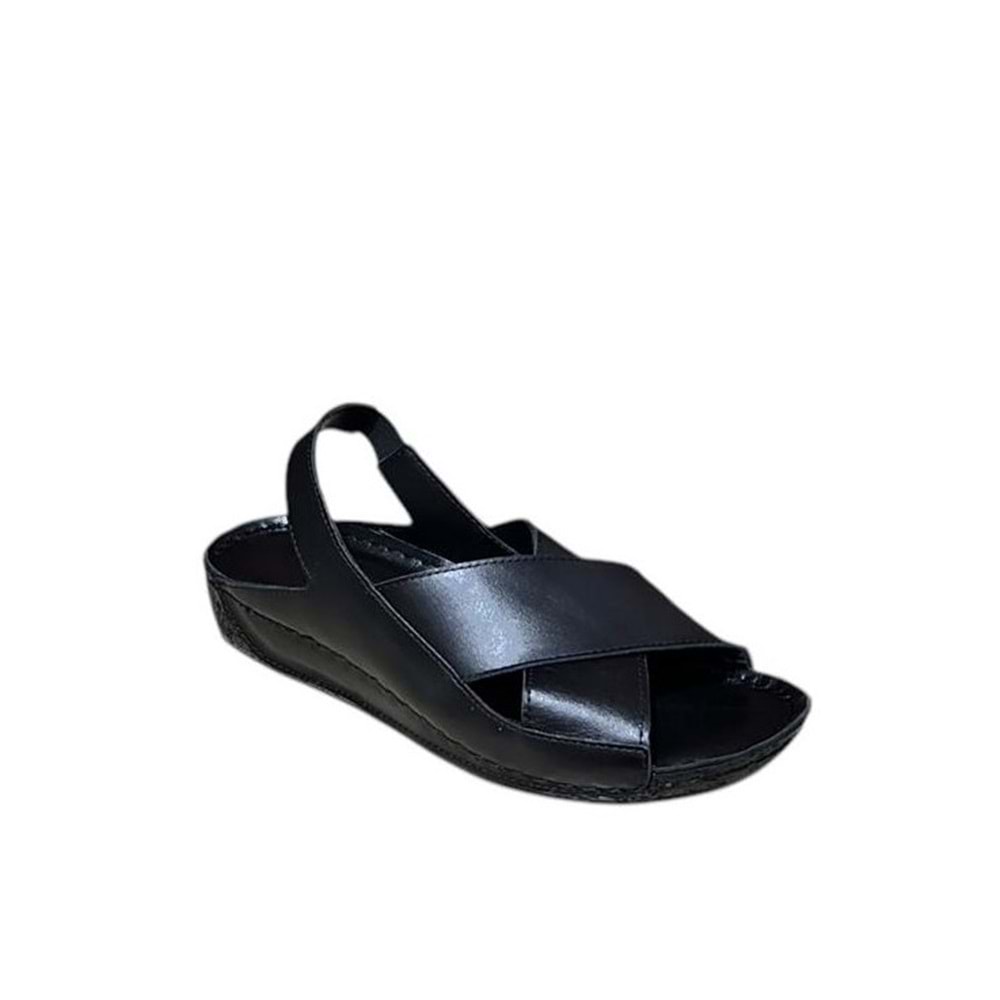 Hakiki Deri Kadın Sandalet Kr.06 - Siyah - 40