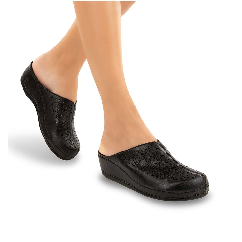 Muya Ella Anatomik Tabanlı Önü Kapalı Kadın Terlik - Siyah - 40