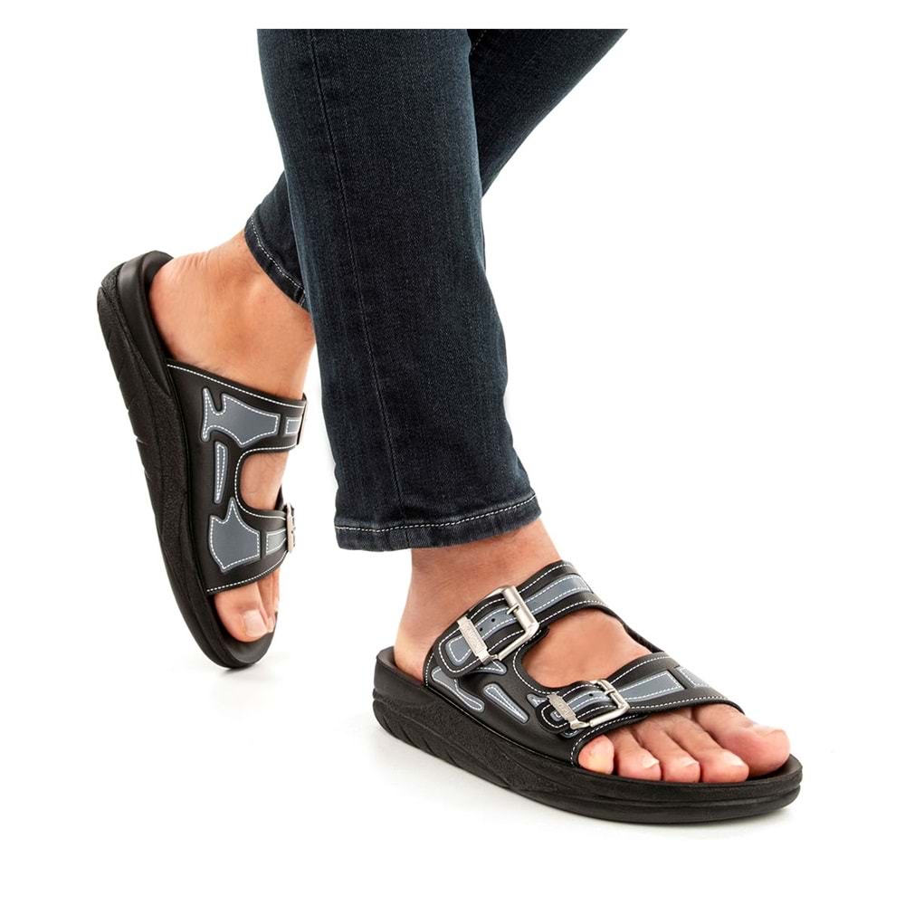 Muya Sports Anatomik Tabanlı Erkek Terlik - Siyah-Gri - 45