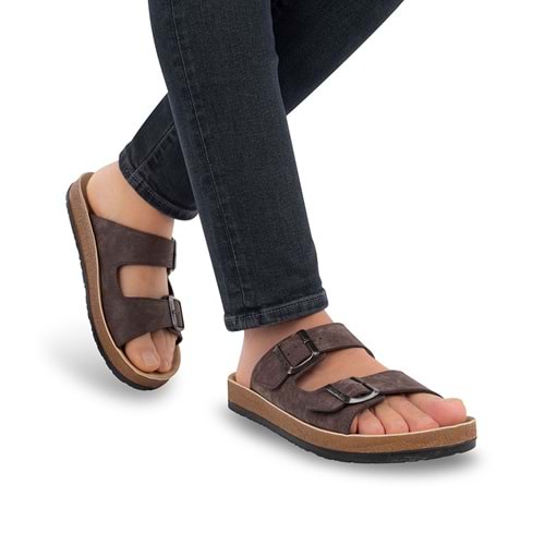 Muya Allen Anatomik Tabanlı Erkek Terlik - Kahverengi - 40