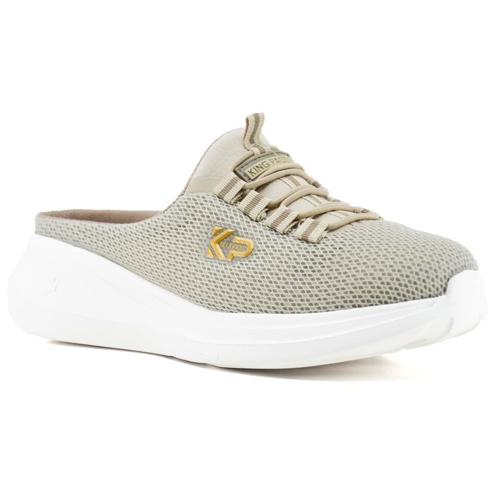 King Paolo Memory Foam Dolgu Taban Ortopedik Burnu Kapalı Kadın Spor Sabo Terlik - Bej - 40