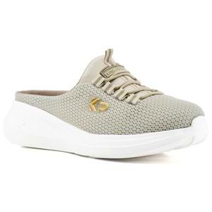 King Paolo Memory Foam Dolgu Taban Ortopedik Burnu Kapalı Kadın Spor Sabo Terlik - Bej - 40