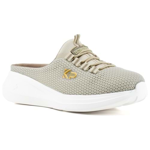 King Paolo Memory Foam Dolgu Taban Ortopedik Burnu Kapalı Kadın Spor Sabo Terlik - Bej - 40