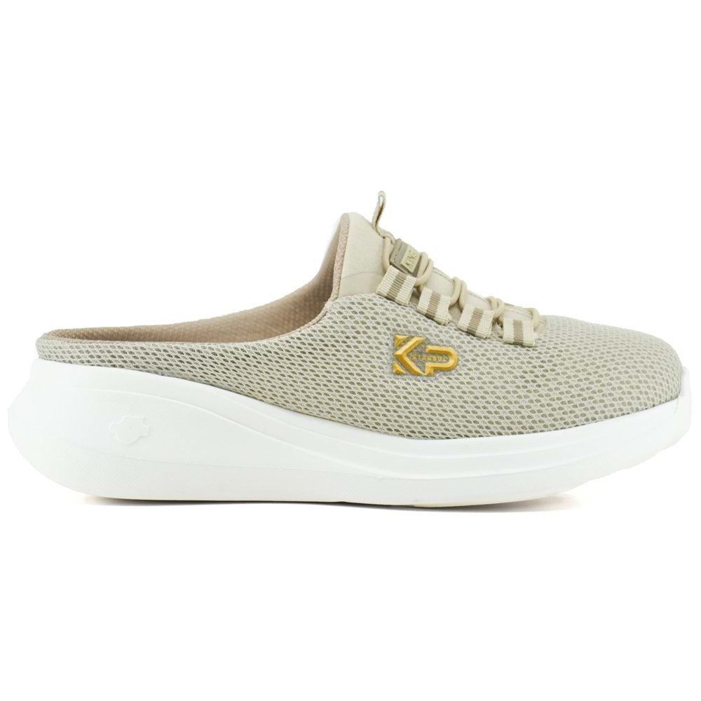 King Paolo Memory Foam Dolgu Taban Ortopedik Burnu Kapalı Kadın Spor Sabo Terlik - Bej - 40