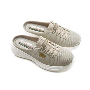 King Paolo Memory Foam Dolgu Taban Ortopedik Burnu Kapalı Kadın Spor Sabo Terlik - Bej - 40