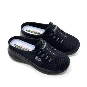 King Paolo Memory Foam Dolgu Taban Ortopedik Burnu Kapalı Kadın Spor Sabo Terlik - Siyah - 38