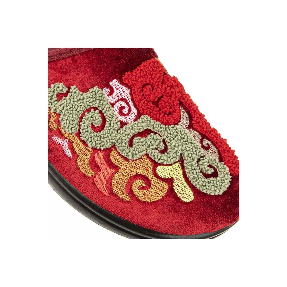 Muya Kastra Anatomik Taban Nakışlı Kışlık Kadın Ev Terliği - Bordo - 40