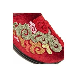 Muya Kastra Anatomik Taban Nakışlı Kışlık Kadın Ev Terliği - Bordo - 40