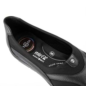 Muya Yoda 6 Nokta Ortopedik Taban Topuk Dikeni Kemik Çıkıntısına Uygun Deri Kadın Ayakkabı - Siyah - 36