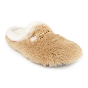 Muya Kraska Ortopedik Taban Kapalı Kışlık Kadın Ev Terliği - Bej - 40
