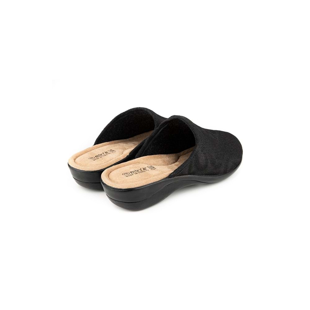 Muya İyara Ortopedik Taban Kapalı Kışlık Kadın Ev Terliği - Siyah - 36