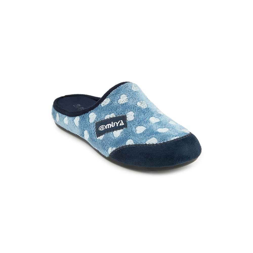Muya Kasi Ortopedik Taban Kapalı Kışlık Kadın Ev Terliği - Mavi - 40