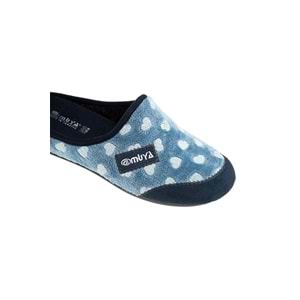 Muya Kasi Ortopedik Taban Kapalı Kışlık Kadın Ev Terliği - Mavi - 40