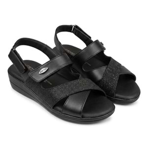 Ceyo 9863-42 Tam Ortopedik Kadın Sandalet - Siyah - 36