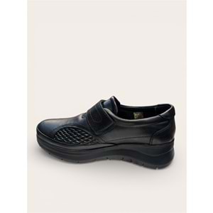 Kristal Bio.380 Tam Ortopedik İçi Dışı Hakiki Deri Kemik Çıkıntısı İçin Cırtlı Kadın Ayakkabı - Siyah - 36