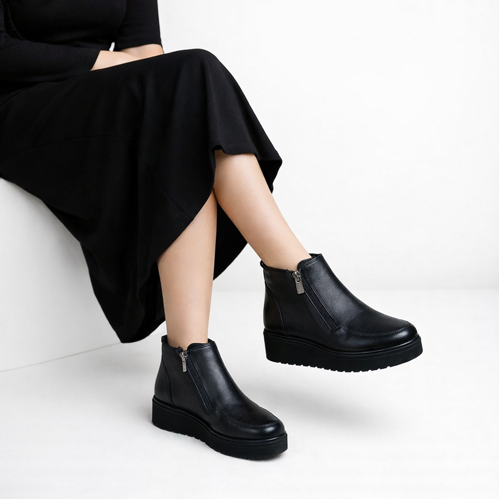 Kristal Bio.1078 Tam Ortopedik Hakiki Deri Kadın Bot - Siyah - 39