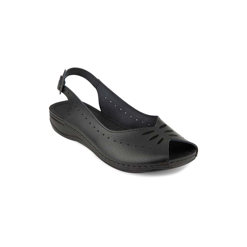 muya knotted tam ortopedik kadın sandalet - Siyah - 40