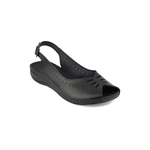 muya knotted tam ortopedik kadın sandalet - Siyah - 40