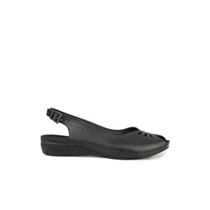 muya knotted tam ortopedik kadın sandalet - Siyah - 40