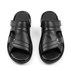 Kristal Kr.333 Tam Ortopedik Hakiki deri Erkek Hem Terlik Hem Sandalet - Siyah - 42