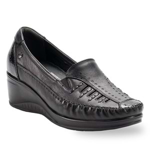 Forelli Sahra Tam Ortopedik İçi Dışı Deri Yüksek Topuk Kadın Ayakkabı - Forelli - Sahra - Siyah - 36