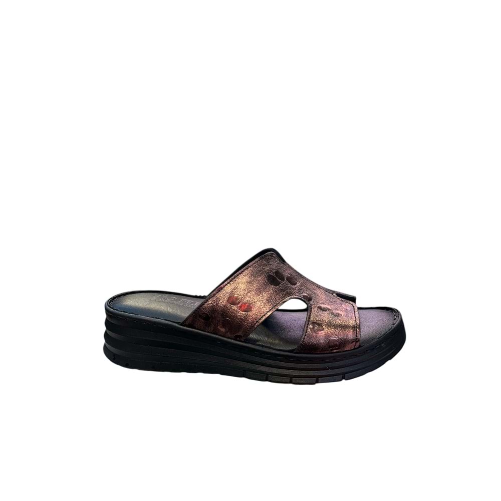 Kristal İrm.130 Tam Ortopedik İçi Dışı Deri Kadın Şık Terlik - Kristal - İrm.130 - Bakır - 36