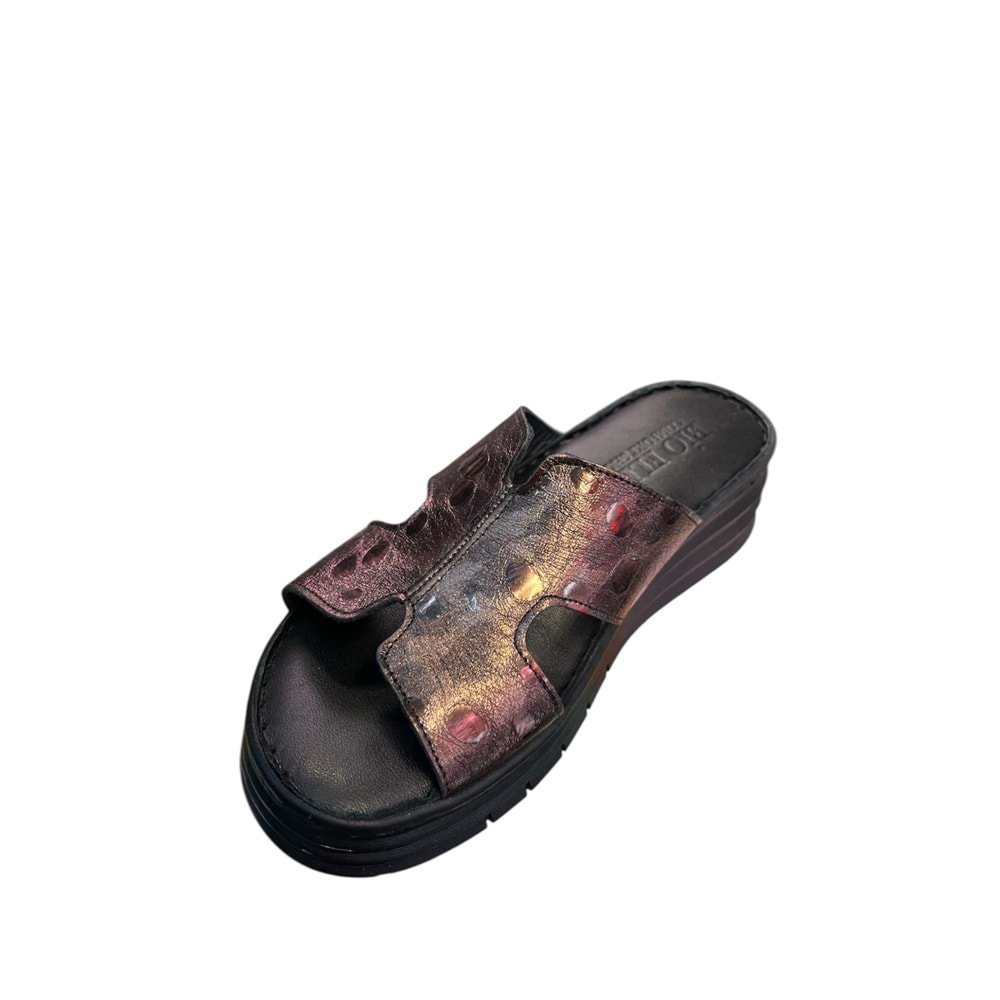 Kristal İrm.130 Tam Ortopedik İçi Dışı Deri Kadın Şık Terlik - Kristal - İrm.130 - Bakır - 36