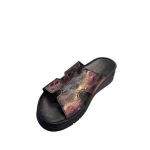 Kristal İrm.130 Tam Ortopedik İçi Dışı Deri Kadın Şık Terlik - Kristal - İrm.130 - Bakır - 36