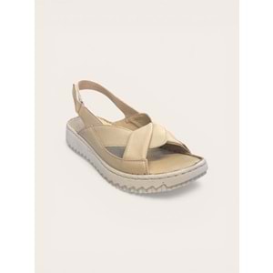 Kristal Bio.18 Tam Ortopedik İçi Dışı Deri Kadın Geçme Sandalet - Kristal - bio.18 - Bej - 40