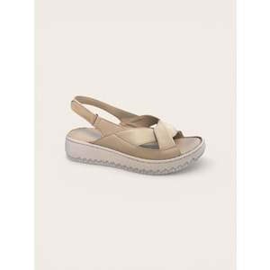 Kristal Bio.18 Tam Ortopedik İçi Dışı Deri Kadın Geçme Sandalet - Kristal - bio.18 - Bej - 40