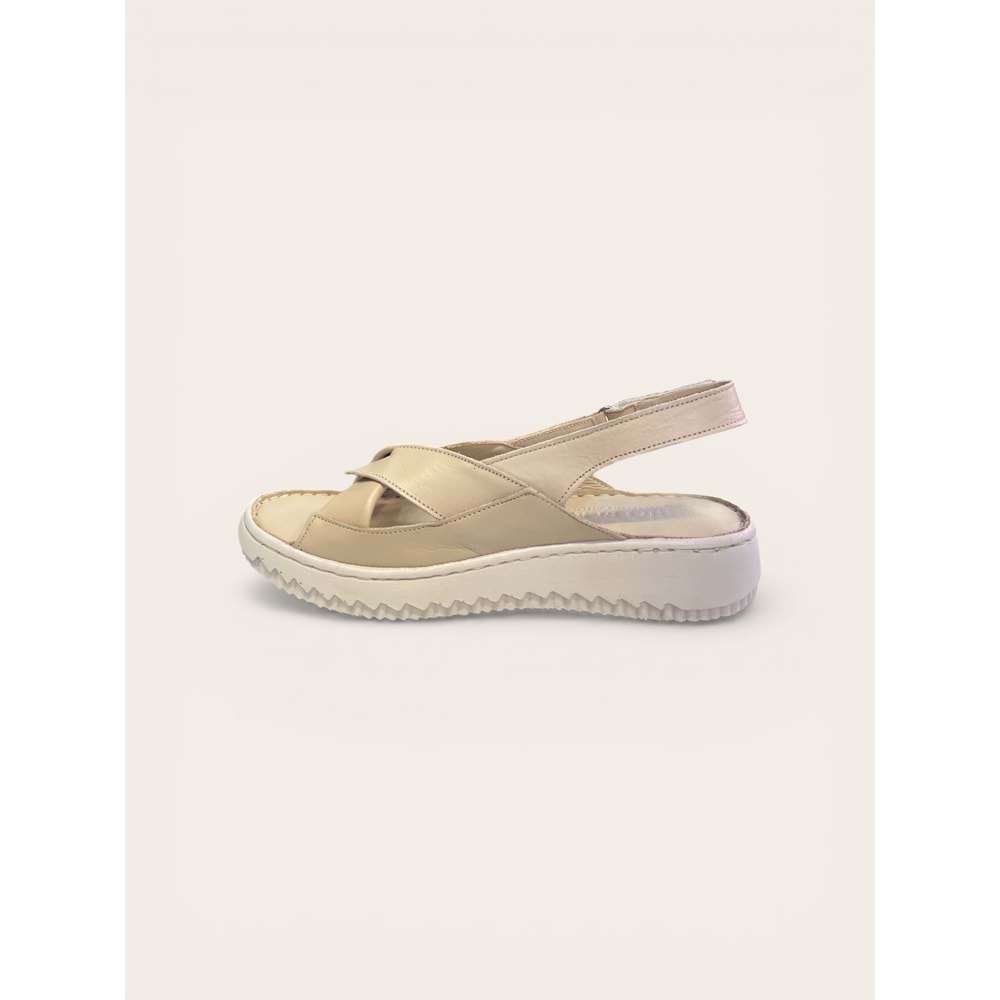 Kristal Bio.18 Tam Ortopedik İçi Dışı Deri Kadın Geçme Sandalet - Kristal - bio.18 - Bej - 40