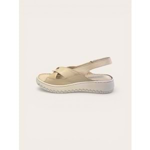 Kristal Bio.18 Tam Ortopedik İçi Dışı Deri Kadın Geçme Sandalet - Kristal - bio.18 - Bej - 40