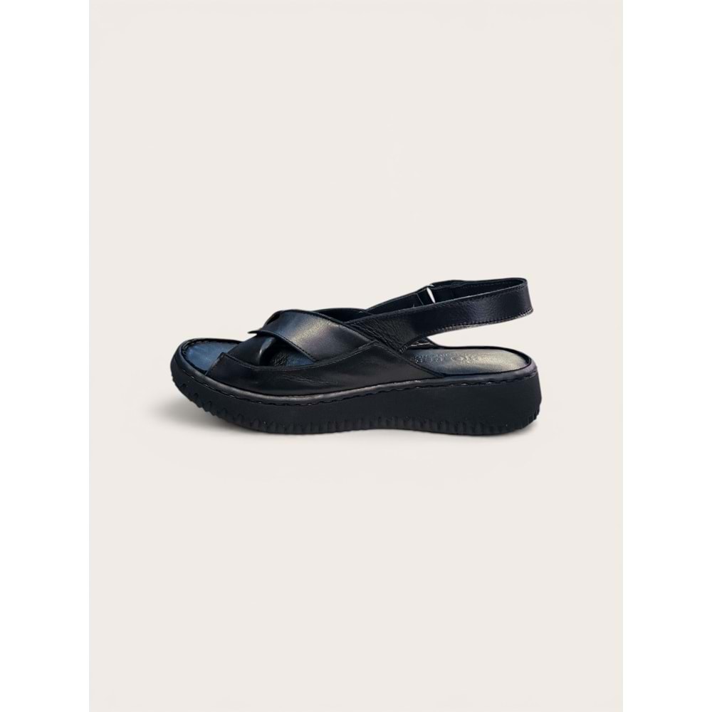 Kristal Bio.18 Tam Ortopedik İçi Dışı Deri Kadın Geçme Sandalet - Kristal - bio.18 - Siyah - 40